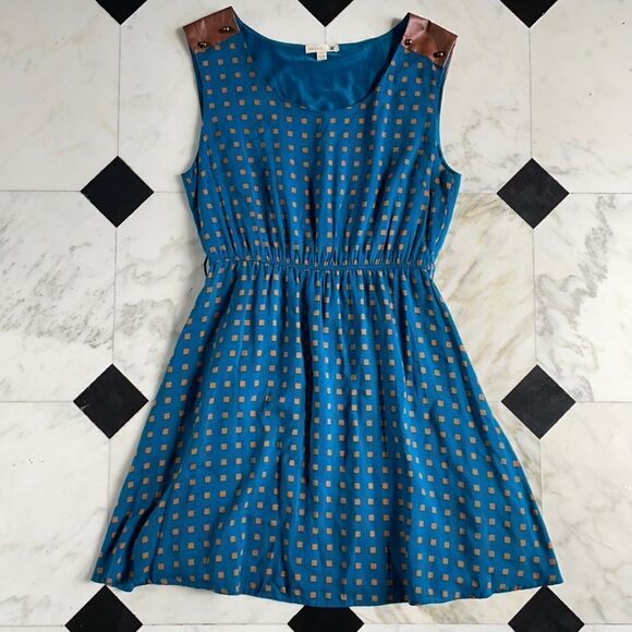 Mine Teal & Brown Patterned Dress - Picture 1 of 7